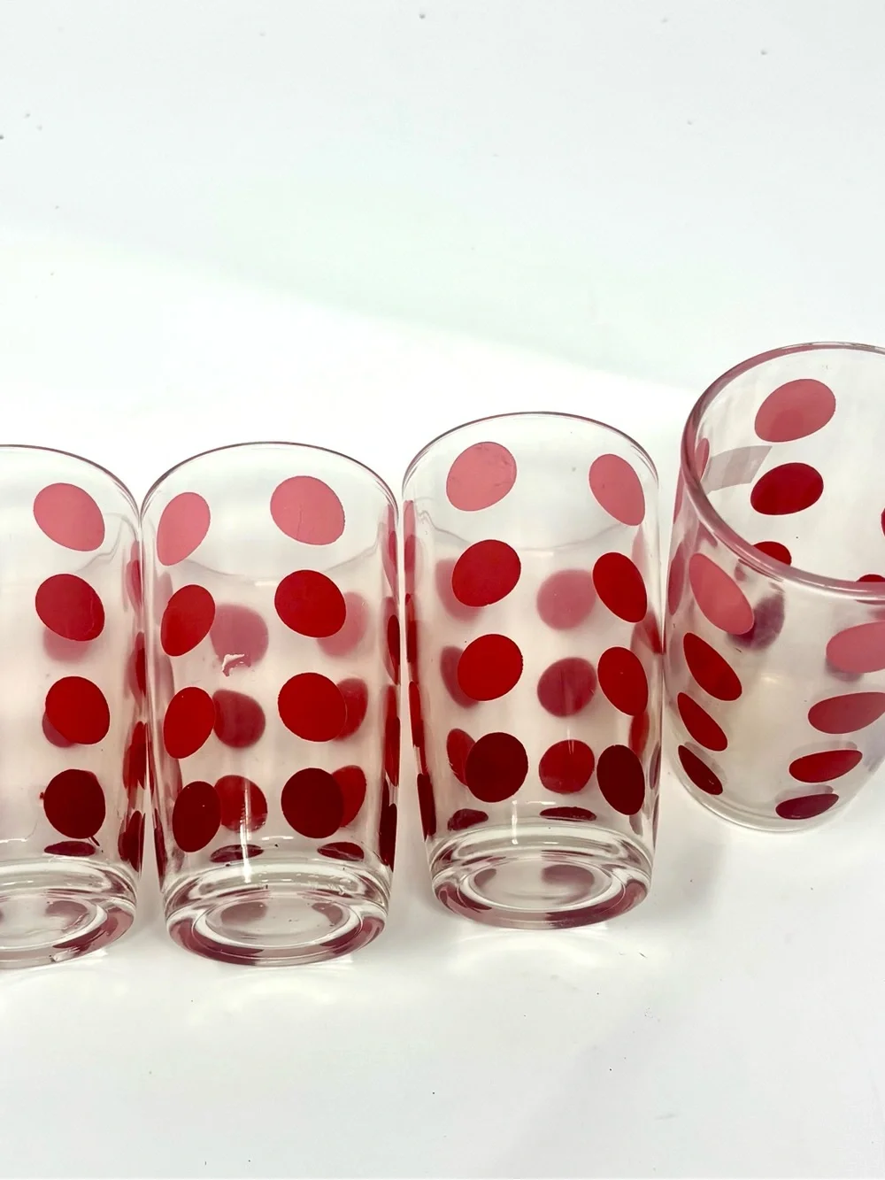 Vintage Red Polka Dot Glass Tumbler Set - Vintage